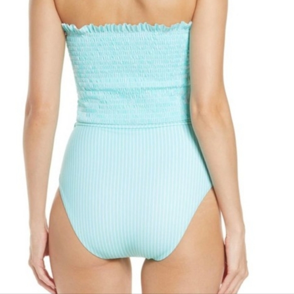 NWOT Chelsea28 NWT Teal Aruba Resort Stripe One Piece Swimsuit - Picture 2 of 2